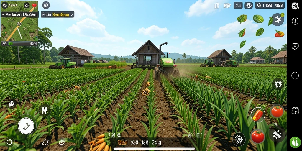 Tampilan utama gameplay 898A dengan kebun yang subur.