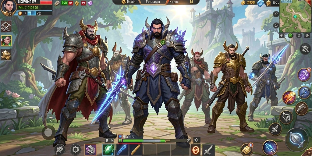 Tampilan gameplay mendebarkan di dunia MMORPG.