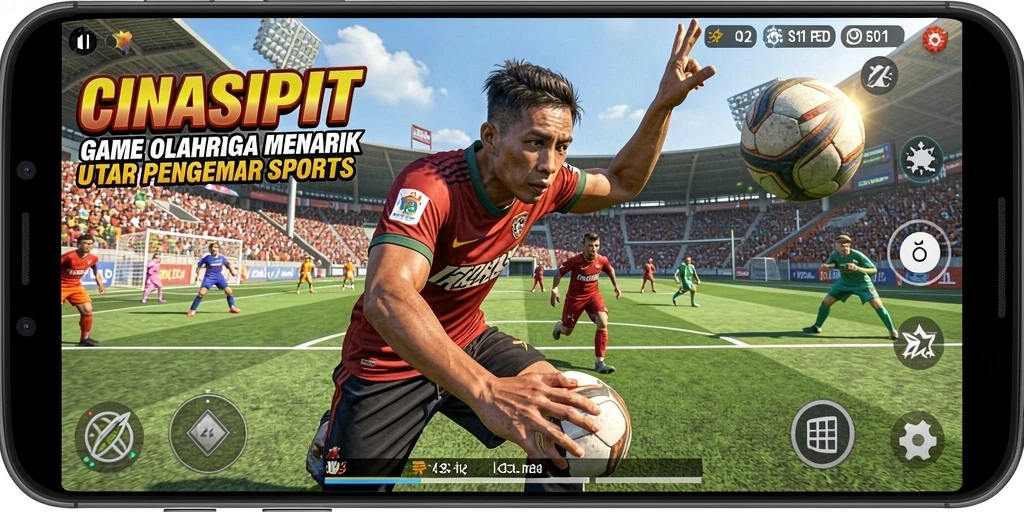Tampilan utama gameplay CINASIPIT dengan aksi olahraga yang mendebarkan.