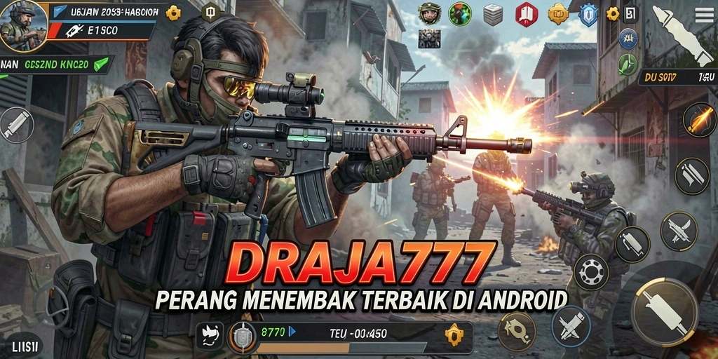 Tampilan gameplay DRAJA777 dengan aksi menembak yang seru.