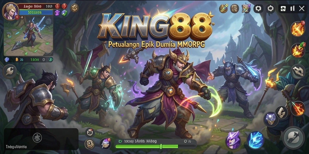 Gameplay seru dalam <strong>KING88</strong> dengan pertarungan epik dan eksplorasi dunia.