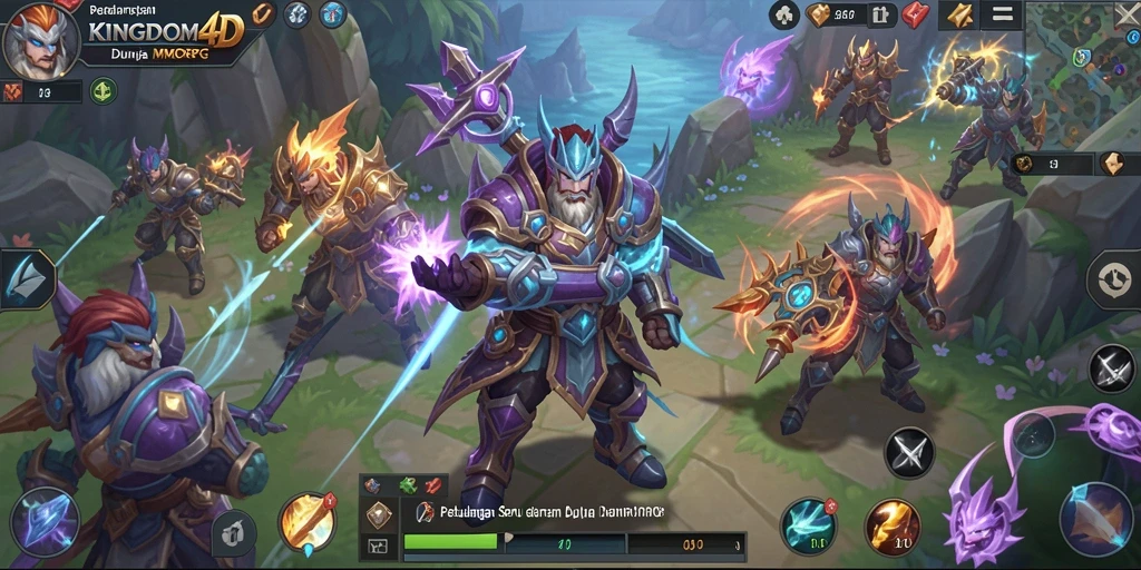 Screenshot KINGDOM4D menampilkan aksi pertarungan yang mendebarkan dalam MMORPG.