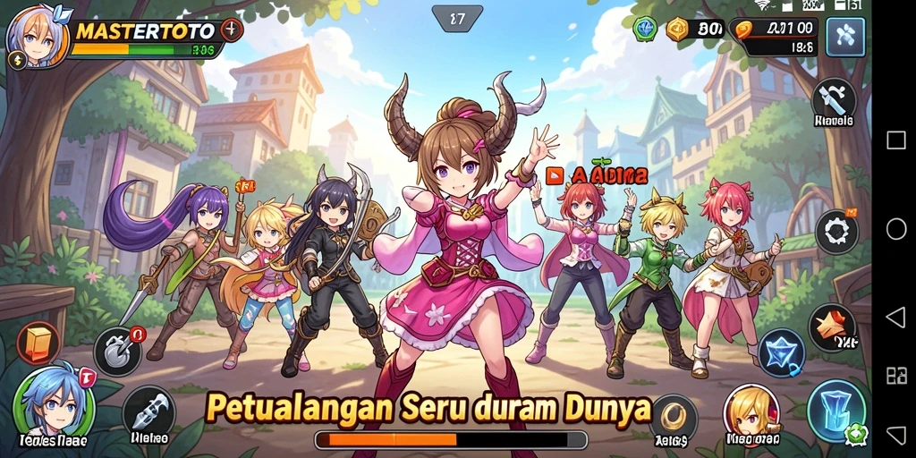Tangkapan layar menampilkan karakter anime dalam aksi petualangan.