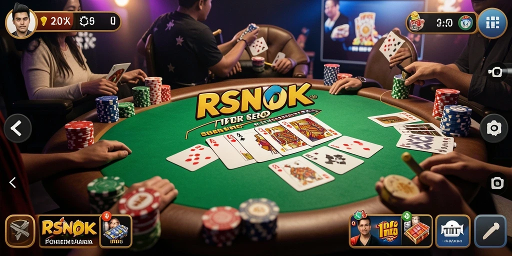 Tampilan gameplay RSNOK dengan aksi Poker yang mendebarkan.