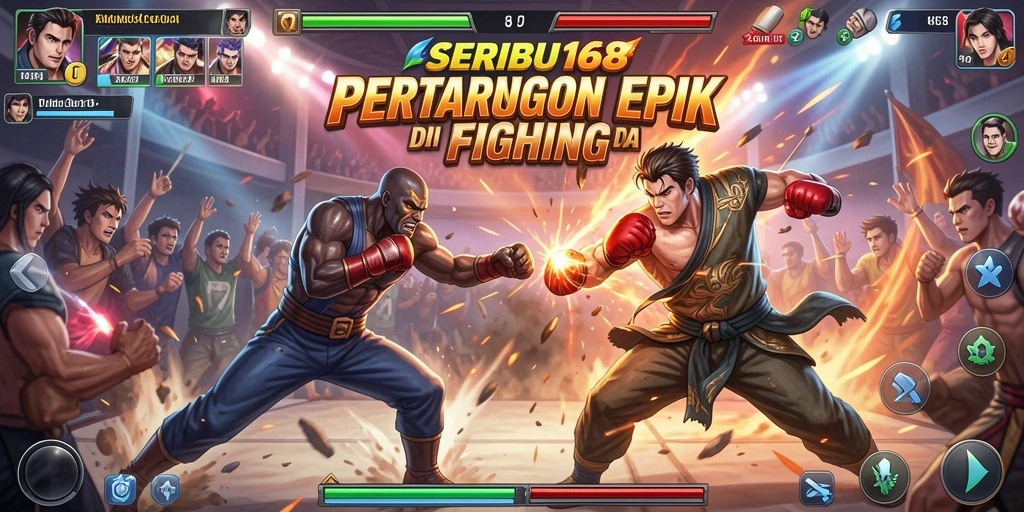 Tangkapan layar utama SERIBU168 menampilkan arena pertarungan yang mendebarkan.