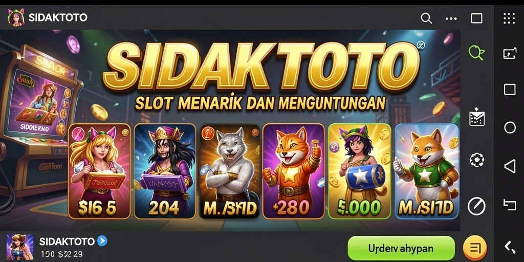Screenshot utama SIDAKTOTO menampilkan gameplay slot yang seru.