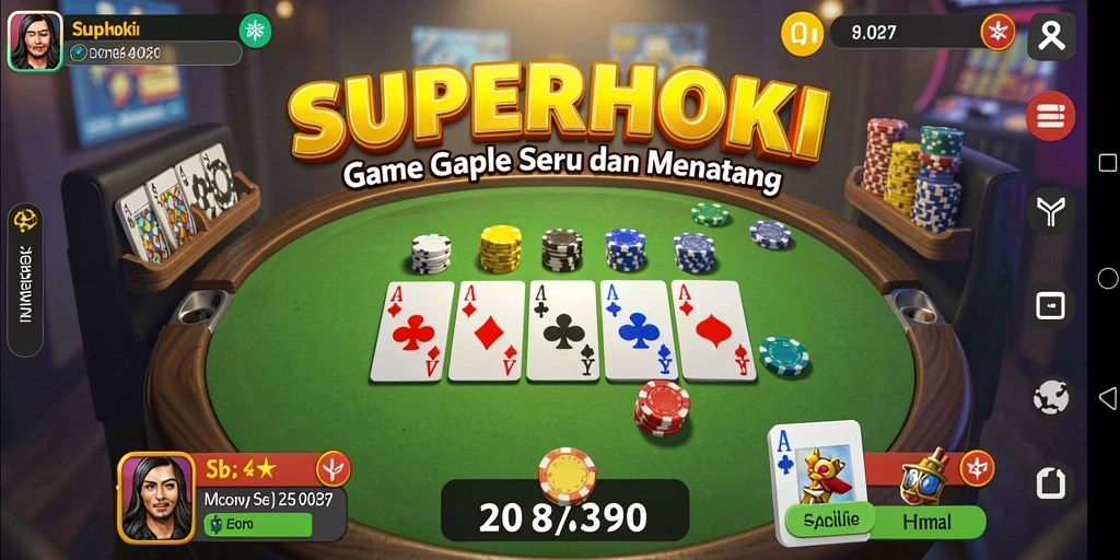 Tampilan gameplay dari SUPERHOKI yang seru dan interaktif.